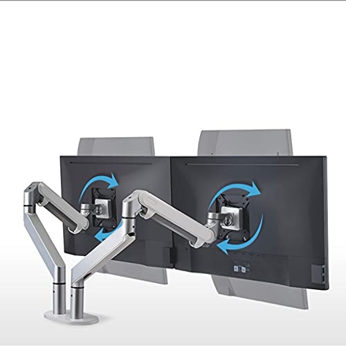 YFSDX Dual Arm Monitor Mount Desk Stand Full Motion Aluminum 17-32 Inch Monitor Holder Gas Spring Arm Load 2-8kgs Each (Color : Silver)