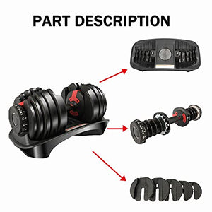 tipatyard Adjustable Dumbbell Set,Fast Weight Adjust Dumbbells with Dial & Protective Base for Fitness Training Weights Home Gym Equipment(252.5 lbs) (2 Packages)