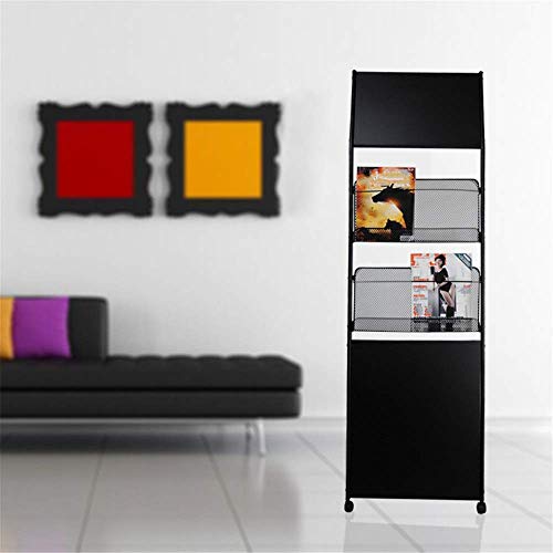 2-Layer Floor Leaflet Stand Magazine Rack Black A4 Brochure Holder
