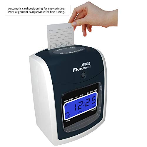 Acroprint ATR480 Automatic Totalizing Time Clock Bundle, 200 Cards, 2 Ribbons, 2 Racks, 4 Keys