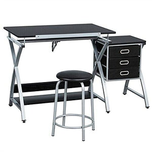 Adjustable Drafting Table Desk Draft Artist Drawing Desk Storage w/Stool Supplies Adjustable Desk Craft Table Drafting Table Office Furniture Drawing Supplies Desk Drawing Table