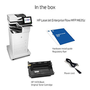 HP LaserJet Enterprise Flow MFP M635z Monochrome All-in-One Printer with built-in Ethernet, 2-sided printing, high-capacity input feeder, wheeled stand & 3-bin stapler/stacker (7PS99A)