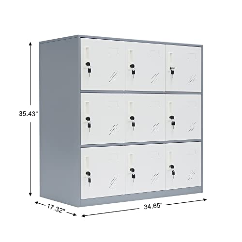 Metal Storage Cabinet with Card Slot - White+Gray 37.8" L*37.8" W*4.33" H