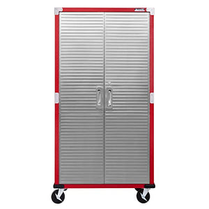 Seville Classics UltraHD Solid Steel Rolling Lockable Storage Cabinet - 36" W x 18" D x 72" H, Red