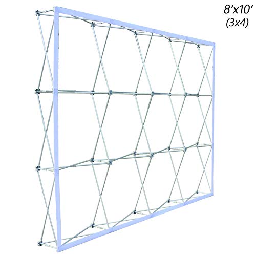 Tension Fabric Straight Pop Up Display Stand 8'x10' (3x4) Trade Show Backdrop Booth Display Frame with Carrying Padded Bag (ONLY Hardware）