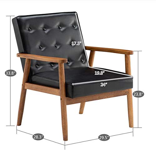 75 x 69 x 84) cm 400 lbs League Executive Guest Chair Guest Reception Chairs Wooden Lounge Chair Mid-Century Button Tufted Arm Chair Retro Accent Single Sofa Chair Seat