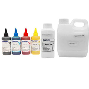 hrm Textile Ink (CMYK) White Textile Ink, pretreatment Liquid for Textile White Ink for DTG Flatbed Printer Print on t-Shirt