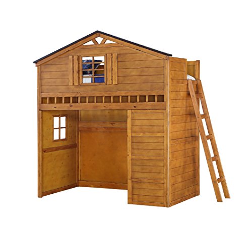 ACME Tree House Loft Bed, Rustic Oak Finish