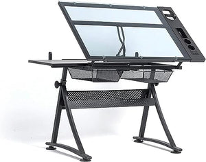 CNAOHGHN Drafting Desk with Liftable Glass Top