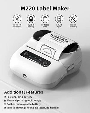 M220 Label Maker, Phomemo's New Flagship 3.14 Inch Bluetooth Thermal Label Printer for Barcode, Address, Labeling, Mailing, File Folder Labels, Easy to Use, Support with Phones&PC, with 3 Roll Labels