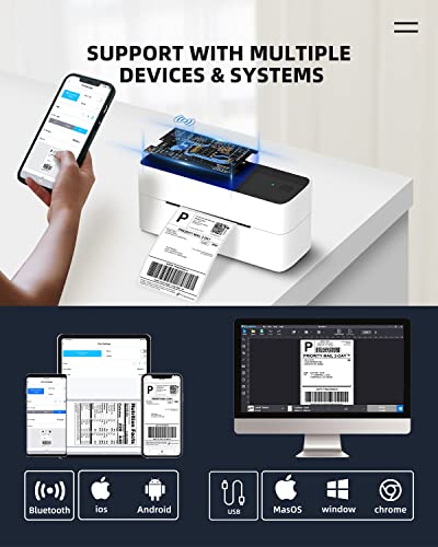 Bluetooth Thermal Label Printer, Phomemo Wireless Shipping Label Printer, Compatible with iPhone&Android&Mac and Windows, Widely Used for Amazon, Ebay, Shopify, Etsy, UPS, USPS, FedEx, DHL