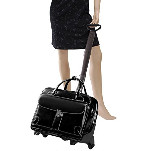 McKleinUSA Checkpoint-Friendly Women's Laptop Briefcase, Leather, Mid-Size, Black - Lakewood | McKlein - 96615, 18 l x 8 75 w x 14 5 h