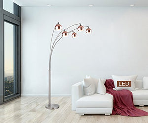 Artiva USA LED9656FRC Amore LED Arched Floor LAMP, 86", Rose Copper/Brushed Steel