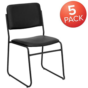Flash Furniture HERCULES Series 5 Pack Black Vinyl Stacking Chair - 500 lb. Capacity