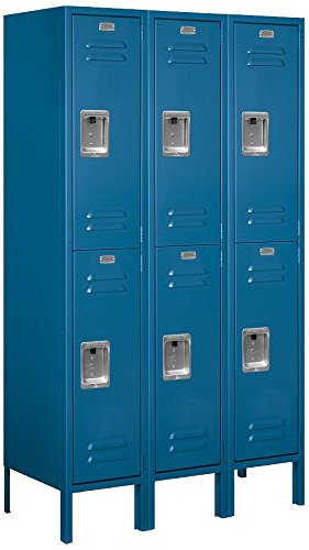 Salsbury Industries Double Tier Metal Locker, Blue - 36" Wide x 5' High x 15" Deep (62355BL-U)