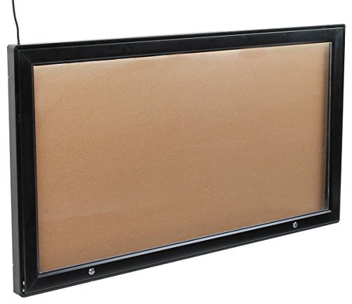 Displays2go Enclosed Message Board with Locking Swing-Open Door, LED Light and Rubber Gasket - Black, Powder-Coated Aluminum (ODMBIL5227)
