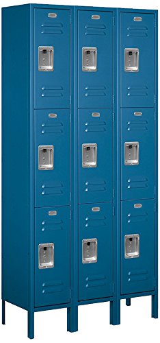 Salsbury Industries 63362BL-U Triple Tier 36-Inch Wide 6-Feet High 12-Inch Deep Unassembled Standard Metal Locker, Blue