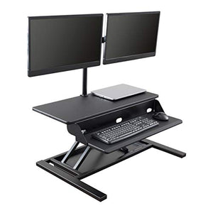 Stand Up Desk Store AirRise Pro 2.0 Two Tier Standing Desk Converter with Dual Monitor Mount (Black, 32")