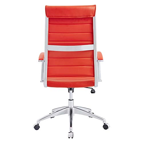 Modway Jive Ribbed High Back Tall Executive Swivel Office Chair With Arms In Red