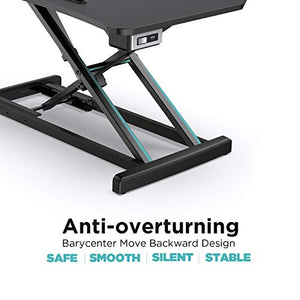 ABOX Standing Desk with Electric Powered Lifting Converter, 34" Height Adjustable Sit Stand Desk Riser, Dual Monitors Removable Keyboard Tray, Black