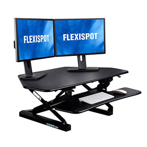FlexiSpot Standing Desk Converter 41 Inch Height Adjustable Stand Up Desk Riser for Cubicles Corners Home Office Workstation Fit Dual Monitors (M4B)