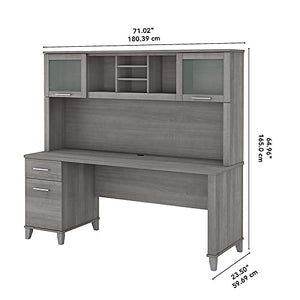 Bush Furniture UrbanPro 72W Office Desk with Drawers and Hutch in Gray - Engineered Wood