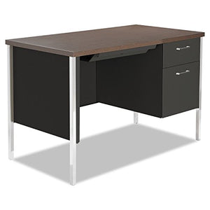 Single Pedestal Steel Desk, 45w x 24d x 29-1/2h, Walnut