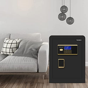 2.3 Cub Large Safe Box Fireproof Waterproof, Home Safe with Fireproof Document Bag, Built in Interior Cabinet Box, LED Light, LCD Screen and Removable Shelf, Fireproof Safe for Money Jewelry Documents Valuables (black)