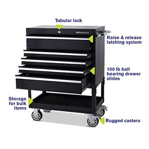 Montezuma 30" 5-Drawer Rolling Tool Organizer Metal Storage Utility Cart