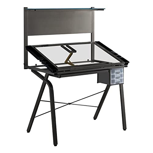 Monarch Specialties Adjustable Glass Drafting Table, Grey/Clear