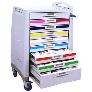 DiaMedical USA Premium Pediatric Crash Cart - Lightweight Steel Frame, Locking Drawers, Braking Casters