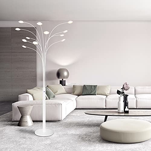 Artiva USA Quan Money Tree 12-Arch LED Floor Lamp, Matt White, 84" H