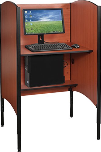 Balt 90294 Up-Rite Height Adjustable Sit to Stand Carrel Workstation, Cherry, Starter Unit, 46.3" - 58.3"H x 31"W x 30"D