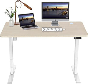 Electric Standing Desk,MAIDeSITe 3-Stage Height-Adjustable with 48x24 Inch Whole-Piece Top Desk, Sitting Or Standing Office Workstation, Oak