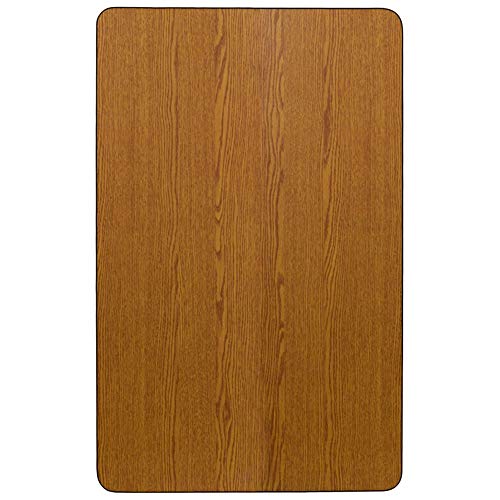 Flash Furniture 30''W x 48''L Rectangular Oak Thermal Laminate Activity Table - Standard Height Adjustable Legs