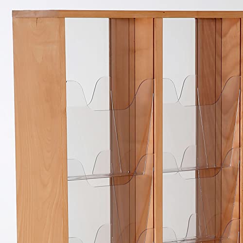 M&T Displays Double Sided Natural Wood Magazine Rack with Clear PET G Pockets