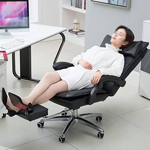 HUIQC Managerial Executive Chair with 170° Recline, Lumbar Pillow, Footrest - Khaki