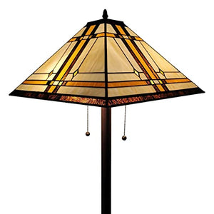 Amora Tiffany Floor Lamp Torchiere - 61” Vintage Stained Glass Standing Light
