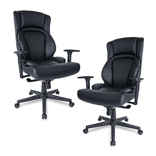 CLATINA Executive Office Chair with Headrest, Armrest, and Lumbar Support - Ergonomic Leather (2 Pack)