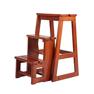 LUCEAE Wooden Folding 3 Step Stool Chair - Portable & Sturdy - 150Kg Load
