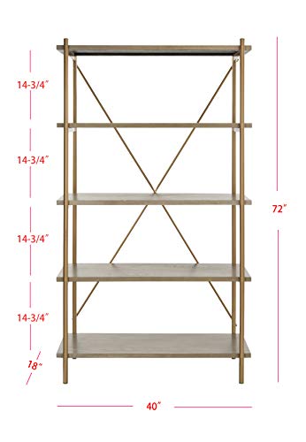 Safavieh ETG6206A Home Collection Rigby 5 Tier Etagere, Rustic Oak/Gold