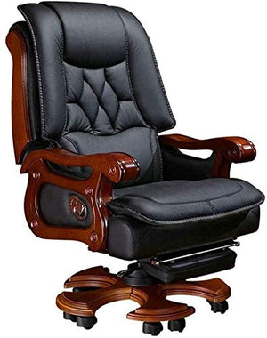 None Ergonomic Office Chair Reclining Leather Swivel Chair (Black, 74x57x121cm)