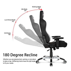 AKRacing Masters Series Premium Gaming Chair with High Backrest, Recliner, Swivel, Tilt, 4D Armrests, Rocker and Seat Height Adjustment Mechanisms with 5/10 Warranty - Silver
