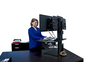 Victor DC350 High Rise Sit-Stand Desk Converter with Steppie Balance Board Combo Package and Built-in Dual Monitor Holder
