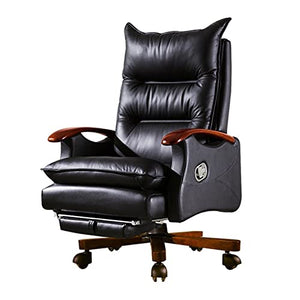 inBEKEA Multi-Segment Backrest Leather Office Chair with Footrest, Brown/Black