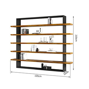 FOTOEV 5-Tier Vintage Industrial Bookshelf with Rustic Wood and Metal - Living Room, Bedroom, Kitchen Display Rack