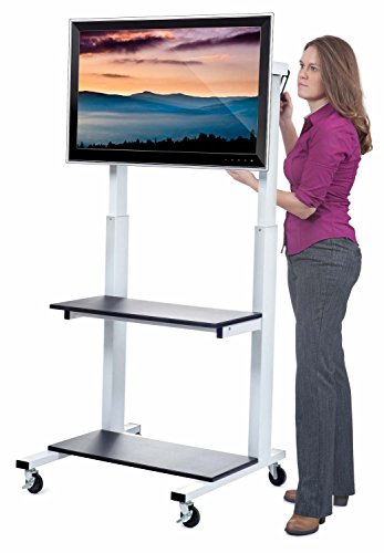Luxor Crank Adjustable Flat Panel TV Cart with 2 Shelves