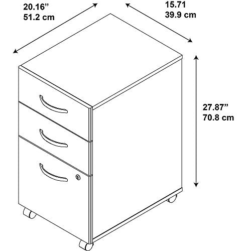 Bush Business Furniture 3 Drawer Mobile File Cabinet, Hansen Cherry