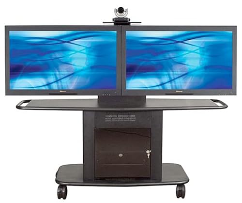 Avteq GMP-350L-TT2 Dual Display AV Cart; 32" Tall; Up to 60" Dual Displays; 10RU 19" Rack Mount; 6 Port Surge Protector