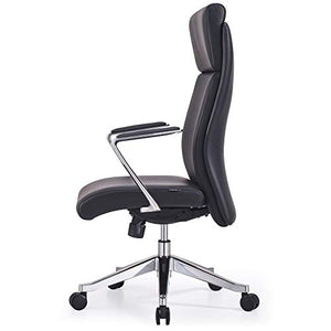 Adjustable Ergonomic Draper Leather Executive Chair with Aluminum Frame- Black